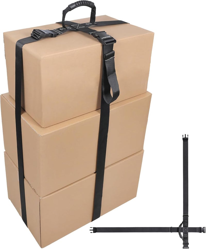 Aurosturt Box Carrying Strap with Handle 9.8 Feet Adjustable Straps for Battery Box Handheld Belt Carry Straps for Safely Moving and Lifting Heavy Boxes (Black, 9.8FT) - Image 1